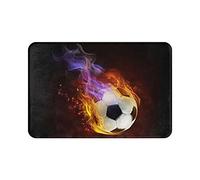 ReesEt Felpudo, Alfombra De Baño De Fútbol De Fuego, Alfombra Antideslizante, Alfombras De Baño Suaves, Almohadilla De Baño Absorbente, 40x60 Cm