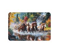 ReesEt Felpudo, Caballos Galopando Río Árboles Alfombra De Baño Alfombra Antideslizante Alfombras De Baño Suaves Almohadilla De Baño Absorbente 40x60 Cm
