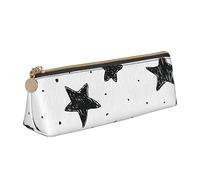 ReesEt Hermosa Textura Estrellas lápiz Bolsa triángulo Pluma Caso portátil Cuero lápiz Bolsa con Cremallera Bolsa cosmética Bolsa