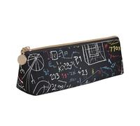 ReesEt Impresión de matemáticas y física, Estuche para lápices Triangular, Estuche de Cuero portátil para lápices con Cremallera, Bolso cosmético