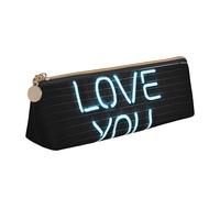 ReesEt Love You Lettering Decoración Estuche para lápices Triángulo Estuche para bolígrafos Estuche para lápices de Cuero portátil con Cremallera Estuche para cosméticos
