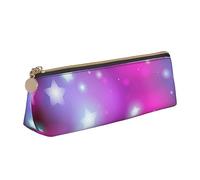ReesEt Neón Star Bright Pink Estuche para lápices Triángulo Estuche para lápices de Cuero portátil con Cremallera Bolsa para cosméticos