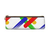 ReesEt Patrón con Pintura Blanca Estuche para lápices Triángulo Estuche para bolígrafos Estuche para lápices de Cuero portátil con Cremallera Estuche para cosméticos