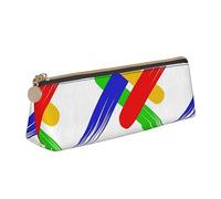 ReesEt Patrón con Pintura Blanca Estuche para lápices Triángulo Estuche para bolígrafos Estuche para lápices de Cuero portátil con Cremallera Estuche para cosméticos