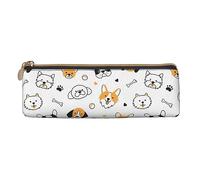 ReesEt The Head of A Dog, Corgi Estuche para lápices Triángulo Estuche para lápices de Cuero portátil con Cremallera Bolsa para cosméticos