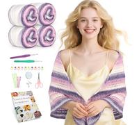 Reessy Kit de ganchillo para principiantes y adultos, kit completo de ganchillo con tutoriales paso a paso, hilo para tartas, regalos hechos a mano (+10% de hilo suficiente), kit de ganchillo para