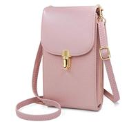 REETEE Bolso de teléfono móvil para Mujer Auténtica Piel Bolso Bandolera Móvil, Pequeño Bolso Movil Mujer Monedero con Ranuras para Tarjeta y Correa Ajustable Bolsos para Movil (Rosado) …