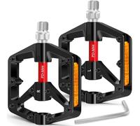 REETEE Pedales Bicicleta Montaña Aluminio Pedales MTB Antideslizantes, 9/16” Pedales Bicicleta Plataforma Ancha con Reflectores, 3 Rodamientos Sellados Pedales Planos para BMX/Bici/Carretera (Negro-1)