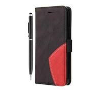 Reevermap Funda con tapa para Motorola G37/G47 a prueba de golpes, de piel sintética, con imán geométrico, para Moto G47/G37, con soporte para tarjetas y 1 lápiz táctil, color negro