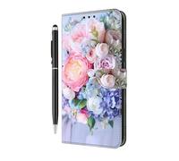 Reevermap Funda con tapa para Motorola G37/G47 con patrón artístico a prueba de golpes, funda magnética de piel sintética para Motorola Moto G47/G37 Power Cover con soporte para tarjetas y 1 lápiz
