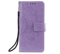 Reevermap Funda tipo cartera para Motorola G37/G47 de piel sintética, a prueba de golpes, tarjetero, mandala, soporte magnético, para Motorola Moto G47/G37 Power, color morado