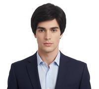 REEWES - Peluca corta rizada sintética natural para hombre, diario fiesta, cosplay (negro)