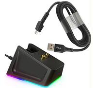 REEYEAR La base de carga con un cable de carga USB de 4,9 pies se adapta al ratón de juego Razer Naga pro/Death Adder/Basilisk/Viper ultimate, con base magnética con indicador de Estado de carga