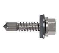 Refabo RP-K Plus - Tornillos autorroscantes (5,5 x 32 mm, cabeza hexagonal y junta E16, rango de sujeción 1-14 mm, bimetal A2, acero, 100 unidades)