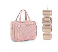 Refein Neceser de viaje para mujer, organizador de maquillaje grande con gancho para colgar, resistente al agua, organizador de viaje para champú, acondicionador, juego de cepillos, accesorios de