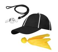 Referee Kit - Incluye sombrero con bandera de whistle, complete Officiating Accessory Set | Unisex Lanyard | For Football Basketball Fútbol Voleibol Games, Sports Events, Halloween Disfraz Cos
