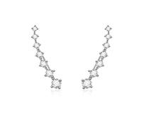 Reffeer 925 Sterling Silver 7 Crystals Ear Cuffs Earrings Climber Wraps for Women Crawler Earrings (A-Silver)