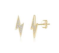 Reffeer Pendientes de tuerca de plata de ley 925 con circonita cúbica para mujeres, adolescentes y niñas, simples, talla única, Plata de ley, Circonia cúbica