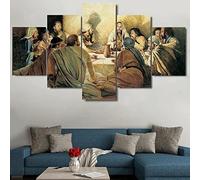 REFGJ Cuadros Modernos Impresión De Imagen Artística Digitalizada | Lienzo Decorativo para Tu Salón O Dormitorio Ultima Cena Jesus 12 Apostoles5 Piezas