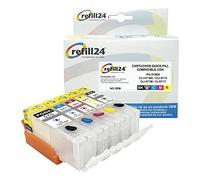 refill24 Cartuchos Recargables Compatible para Canon PGI-570 CLI-571-Compatible para PIXMA TS5050 TS5051 TS5052 TS5053 TS6050 TS6051 TS6052 TS8051 TS8051 TS8052 TS8053 TS9050 TS9055