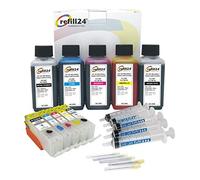 refill24 Cartuchos Recargables,Compatible para Canon PGI-580 XXL CLI-581 XXL,Pixma TR7550 TR8550 TS6150 TS6151 TS6250 TS9550 TS9551C TS705 TS6350 + 500 ML Tinta