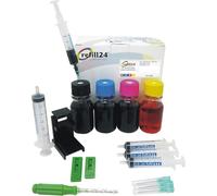 refill24 Kit de Recarga Compatible Canon PG-575 CL-576, PG-575 CL-576 XL para Cartuchos de Tinta Negro y Color, Incluye Clip y + Accesorios + Instrucciones + 240 ML Tinta Compatible con Pixma TS TR