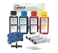 refill24 Kit de Recarga Compatible para Cartuchos de Tinta Brother 221, 223, 225XL, 227XL, 229XL, Incluye reseteador, Adaptador y Accesorios + 400 ML Tinta