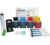 refill24 Kit de Recarga de Tinta Compatible para Cartuchos de Tinta HP 300 / 300XL Negro y Color con Manual, 200 ml Tinta, Accesorios para DeskJet D, DeskJet F, Envy, OfficeJet, PhotoSmart