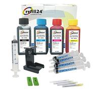 refill24 Kit de Recarga de Tinta Compatible para Cartuchos de Tinta HP 302 / 302XL Negro y Color con Manual, 400 ml Tinta, Accesorios para DeskJet, Envy, OfficeJet