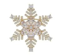 Refined - Broche de copo de nieve de cristal austriaco transparente para mujer, joyería de Navidad con circonita cúbica para vestidos, sombreros y trajes
