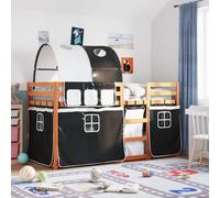 Refined Doble de Madera Maciza Pino, Cama, Estructura de Cama, Litera Baja, Muebles de Dormitorio Marrón y Negro 90x190 cm