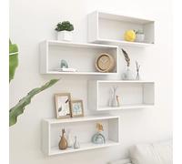 Refined Estante Cubo de Pared 4 uds contrachapado Blanco 60x15x23 cm