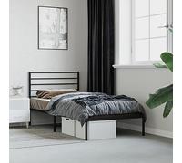 Refined Estructura Cama con cabecero sin colchón Metal Negro 90x190 cm