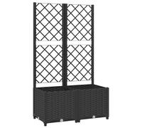 Refined Jardinera con Enrejado, Macetero de Plantas Flores, Maceta de Hierbas, Arriate para Jardín Patio Balcón Terraza, PP Negro 80x40x136 cm