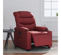 Refined Sillón reclinable eléctrico de Cuero sintético Rojo Tinto Empuje eléctrico Sin Masaje