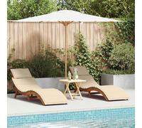 Refined Tumbona con cojín 2 pcs Beige Madera de Acacia Sólida