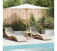 Refined Tumbona con cojín 2 pcs Crema Madera de Acacia Sólida