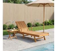 Refined Tumbona con Mesa 2 pcs Marrón con Mesa