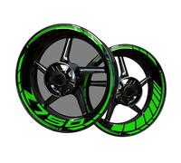 Reflectantes pegatinas de vinilo para borde de llantas de motocicleta, pegatinas kit para Kawa&saki Z750, bandas llantas de moto completas para 2 ruedas llantas de 17 pulgadas (verde reflectante)