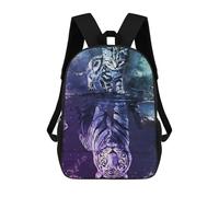 Reflections of Nature Cat And Tiger Mochila Infantil Escolar Para Niños Con Estampado 3D De Dibujos Animados, Mochila Escolar Para Estudiantes, Mochila Para Portátil Para Niños Y Niñas 17inch