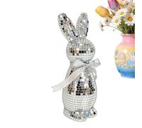 Reflective Disco Rabbit Decor - Easter Bunny Figurine Ornament, Tabletop Display with Shiny Mirror Finish, Mirror Tile Decoration for Spring Theme, Bunny Figurine Decor with Light Reflect Effect
