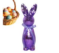 Reflective Disco Rabbit Decor - Easter Bunny Figurine Ornament, Tabletop Display with Shiny Mirror Finish, Mirror Tile Decoration for Spring Theme, Bunny Figurine Decor with Light Reflect Effect