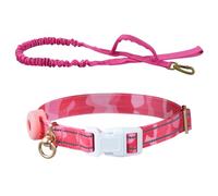 Reflective Dog Collar with Soft Neoprene Padding, Adjustable Durable Nylon Puppy Collars Adjustable Nylon Collars and Leash Set for Small Medium Large Dogs Includes Climbing Rope Foldable Bowl (Rosa)