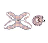 Reflective Dog Harness and Leash Set | Adjustable Pet Vest for Secure Night Walking/Jogging/Training | Breathable Chest Strap for Small Animals (L)