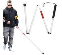 Reflective Guide Stick, Folding Blind Cane, Red Walking Aid, Ultra Light Build, Aluminum Alloy Shaft, Sturdy Material, Slip Resistant Grip, Easy to Carry, Perfect for Men, Women, Daily Use