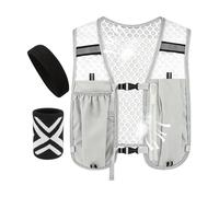 Reflective Running Vest, Hydration Sports Gear, Safety Utility with Sturdy Layer, Outdoor Pack with Refined Texture, 15.75in Fitness Category, Vest with Headband Wristband for Trail Cycling Hiking
