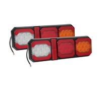 Reflector De Parachoques Trasero Coche Luz Trasera LED Cuadrada Para Camión, 12V/24V, Lámpara De Freno Para Parachoques Trasero, Señales De Giro, Luz Trasera De Parada(2pc Red AmberWhite)