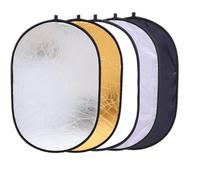Reflector fotográfico Reflector 5 en 1 for fotografía, Plegable, portátil, difusor de luz Ovalado, Multicolor, Plateado y Negro.(100x150cm)