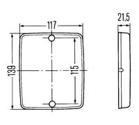 HELLA 8RA 003 660-007 Reflector - Color de tulipa: rojo - rectangular - montaje exterior/Conexión roscada - para fijación vertical - posterior - Cant.: 8
