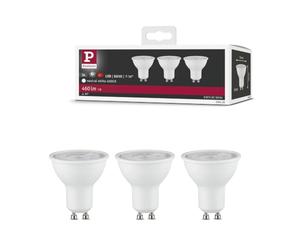 Reflector LED Paulmann, juego de 3 unidades, GU10, 7 W, 4000 K, blanco mate | Luz dirigida para focos y spot, 460 lm, Eye friendly, vida útil de 15 000 horas